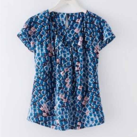 Boden Ravello Silk Blend Cap Sleeve V Neck Blouse Top Pleated 8 - Picture 1 of 10
